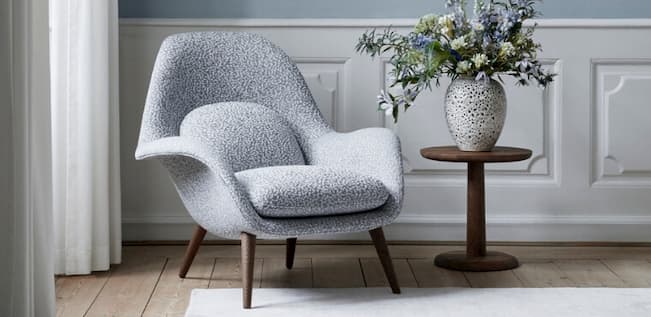 designer armchair with side table