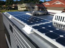 solar panels on the caravan rooftop