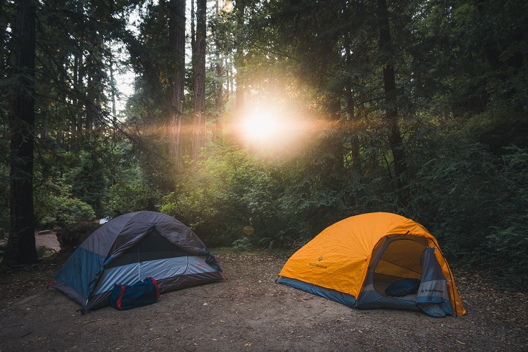 picture of two lightweight tents in the woods