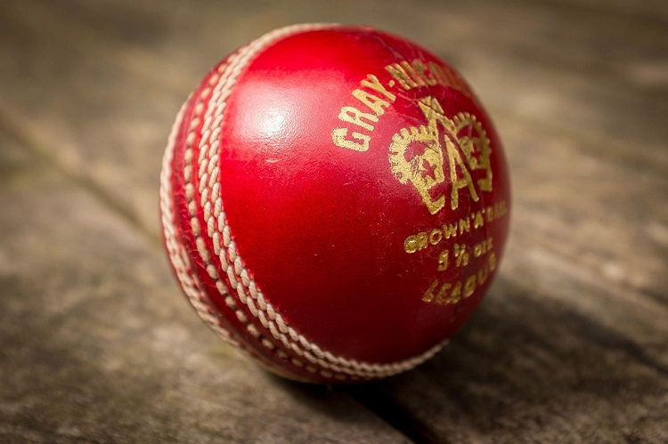 cricket ball on wooden table