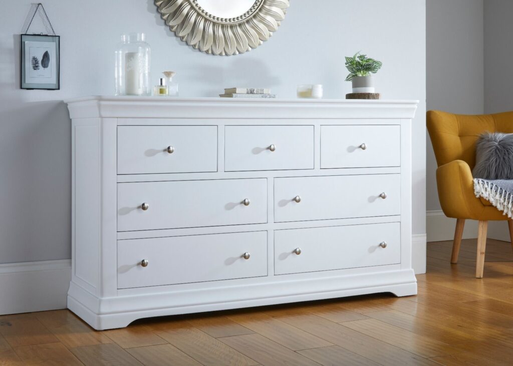 white Chest of Drawers in the living room 