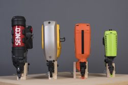 close-up of nail guns