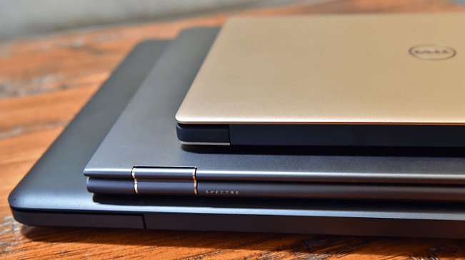 close-up of refurbished laptops