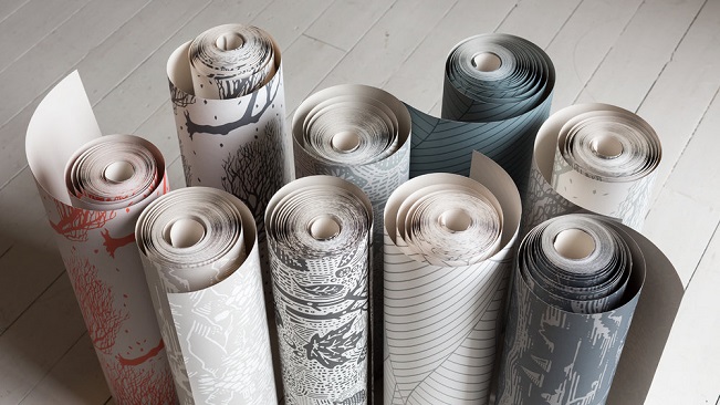 wallpaper rolls on floor