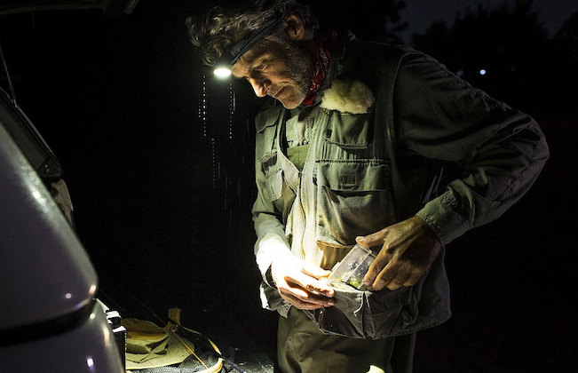 man wearing headlamp