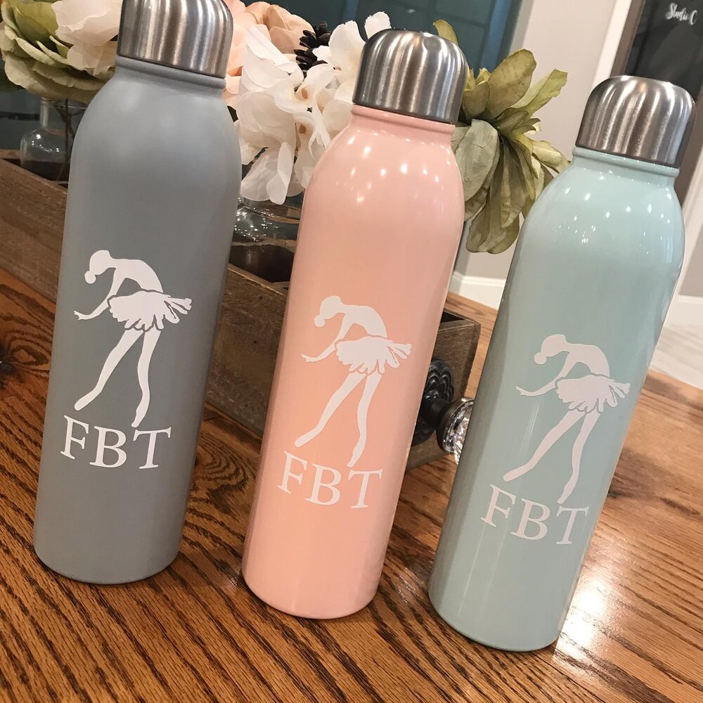 water bottles with ballerinas