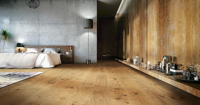 bedroom with wooden flooring