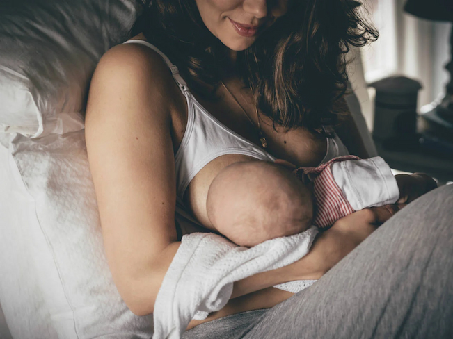 mum with breastfeeding bra