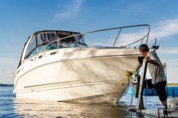 man checking the boat