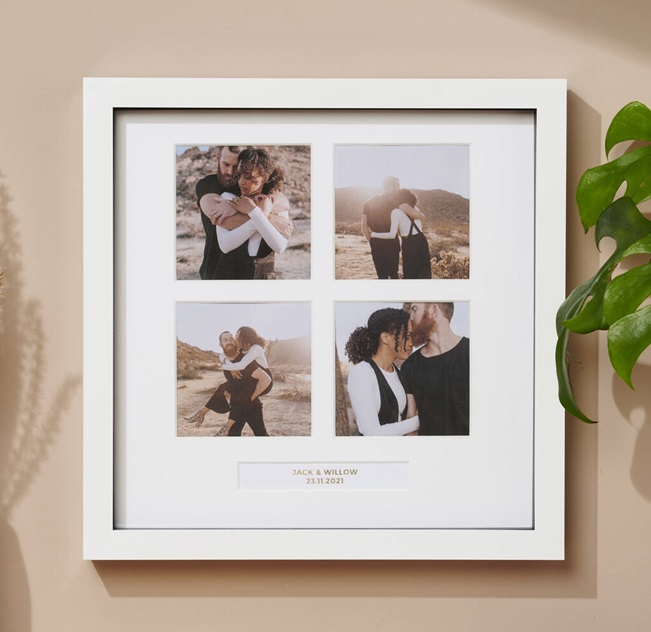 white frame with 4 images in it from a special moment 