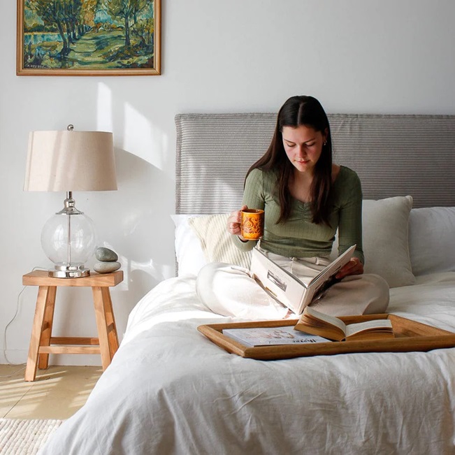 Juno Bedhead with Slipcover King Size Mist Corduroy