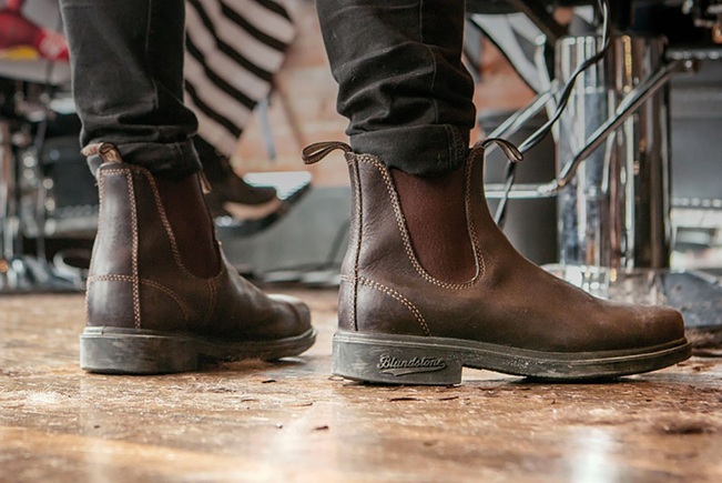 Close-up of a Blundstone boots 