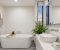 modern bathroom with a freestanding bathtub