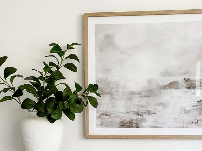 vase and abstract wall print