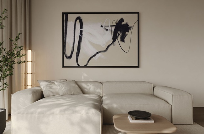 one big abstract print on the wall