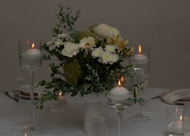 floating candles as decor for wedding